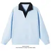 Sudadera polo de retazos a cuadros para hombre 2026, sudadera de moda casual holgada de manga larga con cuello camisero
