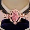 Anillo Elegante Cao Shi Estilo Hada Japonés y Coreano para Mujer, Joyería de Diamante Rosa Imitación Microincrustado, Modelo Más Vendido de Princesa Dama en Taobao