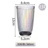Taza de café estilo vintage de vidrio, estilo japonés simple, taza de agua con rayas, estilo coreano para mujer, fresca y linda.