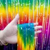 Escena de evento para el Día del Niño diseño de pared cortina de seda de lluvia decoración cortina de puerta con borlas cortina de seda de lluvia de estrella creativa venta al por mayor