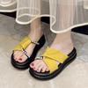 Pantuflas Guofeng para Mujer Verano Exterior Hermosas Suela Gruesa 2025 Nueva Moda Elegantes No Cansan los Pies Sandalias de Vestir