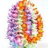 Guirnalda de cuello de pétalos de flor artificial hawaiana, guirnalda de tela de poliéster colorida, decoración de guirnalda para fiesta en la playa