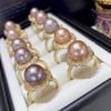 Anillo Morado de Perlas de Agua Dulce Edison de Venta Caliente de Otoño 10-11mm Perlas Redondas Anillo Simple de Perla Natural Chapado en Oro de 18K