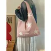 Bolsa Tote Color Block Estrela Estilo Coreano Nova para Mulheres Grande Capacidade Versátil para o Trabalho Bolsa de Ombro Único Bolsa de Mão Simples de Nicho