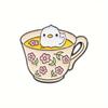 Taza de Té Gato Rana Capibara Pájaro Halloween Fantasma Blanco Forma Aleación de Zinc Pintada Broche para Ropa Lindo y de Moda