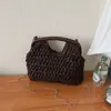 Bolsa de Paja Tejida a Mano Hueca Nueva de Verano 2026 Bolso de Mano con Diseño de Nicho Bolso de Hombro con Cadena Bolso Tejido de Playa para Mujer