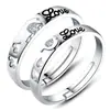 Anillo Abierto de Pareja Transfronterizo Europeo y Americano de Plata Joyería Femenina Estilo Coreano Zircón Boda Anillo de Diamante Anillo de Pareja Boca Viva Moda
