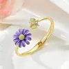 Explosões pequeno margarida joias conjunto feminino doce moda roxo flor anel pulseira colar pino de prata brincos brincos