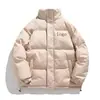 Abrigo de Algodón Grueso de Invierno Personalizado con Logo Estilo Normcore Impreso Cuello Alto de Algodón Holgado Cálido Abrigo de Algodón Casual Abrigo Tipo Pan