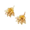 Pendientes de Textura Hoja y Flor de Moda Europea y Americana de Nicho Transfronterizos Adecuados para que las Mujeres los Usen en Fiestas Diarias