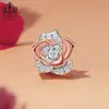 Aifulu Clássico Rosa Zircônia Contas de Metal Cobre Banhado a Platina Flor Planta Contas Soltas Pulseira DIY Acessórios de Joias