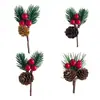 Piñas de Navidad Transfronterizas, Mini Agujas de Pino, Accesorios de Frutas Rojas, Decoraciones para Árbol de Navidad, Ramilletes Simulados, Accesorios de Decoración