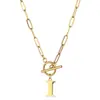 Europa y Estados Unidos cadena de clip de hebilla Ot transfronteriza collar con colgante de 26 letras inglesas cadena de clavícula femenina de acero inoxidable oro de 18K