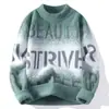 Popular Transfronterizo Talla Europea Talla Grande Terciopelo de Visón Combinación de Colores Degradados Tejido de Punto con Letras para Hombre Cuello Alto Medio Venta al por Mayor de Fábrica