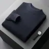 Suéter de Cashmere Novo Meia-Gola Outono Inverno Masculino Tricô Pulôver Roupa de Baixo Suéter de Lã Solto Business