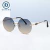 Gafas de sol sin marco con borde, gafas de sol con degradado de dos colores, gafas de protección solar poligonales para mujer, doble temblor en vivo