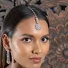 Acessório de Cabeça Indiano Tradicional com Zircônia Transfronteiriço Estilo Étnico Europeu e Americano Corrente para Testa com Diamante de Água Corrente para Cabelo Adorno de Cabeça Feminino