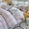 Conjunto de Quatro Peças para Cama de Tecido Grosso Antigo, Lençóis de Cama 100% Algodão, Capa de Edredom, Lençóis de Elástico, Conjunto de Três Peças de Capa de Edredom de Verão