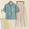 Ropa de Verano para Mediana Edad y Adultos Mayores Nuevos Trajes Casuales para Mujer Camisas de Manga Corta Tops Ropa de Dos Piezas para Abuela y Adultos Mayores