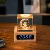 Luz Noturna de Cristal para Relógio Cubo de Nuvem Ornamento de Mesa Luminária de Cabeceira Árvore de Cristal Presente de Natal para Meninas Transfronteiriço