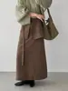 Jiangzuo Blogueira de Moda Estilo Coreano Saia Reta Emagrecedora com Forro de Lã para Mulheres 25 Inverno Versátil Saia Longa 0253