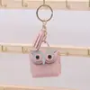 Nuevo Estilo Ins Caricatura Creativo Doble Capa Cuero Búho con Borla Billetera para Monedas Bolsa para Auriculares Bluetooth Accesorios Colgantes