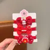 Horquilla Roja Infantil para Festival de Primavera, Pin de Tela Roja con Puntos Blancos Lindo para Niña con Lazo, Horquilla con Ambiente de Año Nuevo