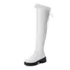 40-43 Invierno Lana Estilo Coreano Cabeza Redonda Tacón Grueso Tacón Alto Botas de Algodón para Mujer W347