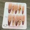 Arte de Unhas Artesanal de Luxo com Gradiente Rosa Dourado e Pedrarias, Elegante e Realçadora da Pele, Produto Final de Arte de Unhas de Alto Padrão Estilo Ins