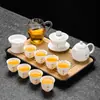 2026 Nuevo Modelo Porcelana de Jade Grasa de Oveja Juego de Té Kung Fu para Uso Doméstico, Incluye Gaiwan, Taza de Té y Mesa de Té, Juego de Tres Piezas