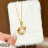 Collar Colgante de Pez Koi para la Paz para Mujer, Nuevo Estilo Chino, Exquisito Estilo Nacional, Cadena Elegante para la Clavícula, Regalo de Año Nuevo con un Toque de Alta Gama
