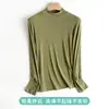 Oferta Especial para Clientes Regulares: Camiseta de Manga Longa com Gola Média, Estilo Novo de Primavera, Camada Base Feminina, Top Modal Slim Fit Plus Size