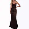 2023 Europa y Estados Unidos Amazon Vestido Nuevo de Primavera y Verano Color Sólido Delgado Correa Delgada Vestido de Falda Amplia