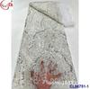 Vestido de novia francés, edición completa, bordado, cuentas, tela de encaje con taladro a presión, tela de encaje con lentejuelas para novia