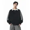 Sudadera Casual de Rayas Bloque de Color Retro Americano para Hombre Nueva Otoño/Invierno 2026 Top de Algodón Chino de 400G para Adolescentes