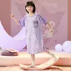 Camisola de Menina Verão Fina de Manga Curta Pijamas Fofos Infantis Verão Menina Desenho Animado Crianças Maiores Princesa Roupas de Casa
