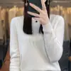 Suéter de punto para mujer estilo coreano, cuello redondo, sin costuras, primera línea, color liso, con pedrería, terciopelo Andy, para ir al trabajo, adelgazante, novedad de primavera