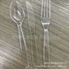 Faca garfo colher de plástico transparente descartável 2 conjuntos de três peças ps espessado comércio exterior sobremesa talheres para comida ocidental caixa inteira