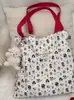 4431 Lindo bolso de lona de doble capa con estampado de cachorro, nuevo bolso de hombro portátil informal de gran capacidad para verano