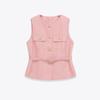Roupas Europeias e Americanas Transfronteiriças Za Outono e Inverno Elegante Gola Redonda Top Colete com Cinto para Intervalo