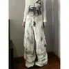 Jeans Cargo Tie-Dye Multibolsillo Estilo Vibe High Street Americano para Hombres y Mujeres en Primavera y Otoño Pantalones de Pierna Ancha con Aspecto Retro Adelgazante