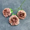 Flor Artificial de Lichi Rosa de 3 Cabezas para Decoración de Salón de Bodas, Arreglo para el Hogar, Rosa Serigrafiada, Adorno de Flores Artificiales Transfronterizo al por Mayor