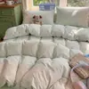 Juego de Cuatro Piezas Lavable de Algodón Grado Materno e Infantil Cuadros Funda Nórdica Sábana Bajera Todo Algodón Textura de Algodón Puro Cama de Dormitorio Estudiantil