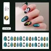 Verde Jade Fresco Olho de Gato Lírio 3D Banhado a Ouro Brilho Elegante Strass Estilo Europeu/Americano Instagram Unhas Usáveis Removíveis 30 Peças