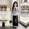 Conjunto de Dos Piezas de Sudadera Casual de Manga Larga de Moda y Pantalones de Pierna Ancha a Cuadros 2026 para Primavera y Otoño