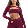 Dfyne Chal de Manga Larga Transfronterizo Ropa de Yoga Deportiva Secado Rápido Espalda Descubierta Top de Fitness Ropa Deportiva de Running y Entrenamiento para Mujeres