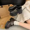 Zapatos de mujer de cuero estilo británico con tacón grueso, versátiles para primavera y otoño 2026, estilo universitario, mocasines Mary Jane de suela gruesa para aumentar la altura para mujeres menudas