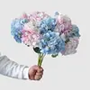 Ramo de Hortensias Artificiales de 5 Cabezas para Hotel, Restaurante, Decoración del Hogar, Flores Falsas para Arreglos de Boda, Arte Floral, Manojo de Hortensias Artificiales