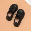 Sapatos infantis de camada única para meninas, primavera e outono, sapatos de couro com sola macia para meninas, sapatos de performance pretos de couro legítimo para estudantes, princesa, 223859