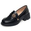 Mocasines de piel suave, sin cordones, con punta redonda y tacón medio, cómodos y combinables para madres de mediana edad, de una sola capa, para primavera y otoño.